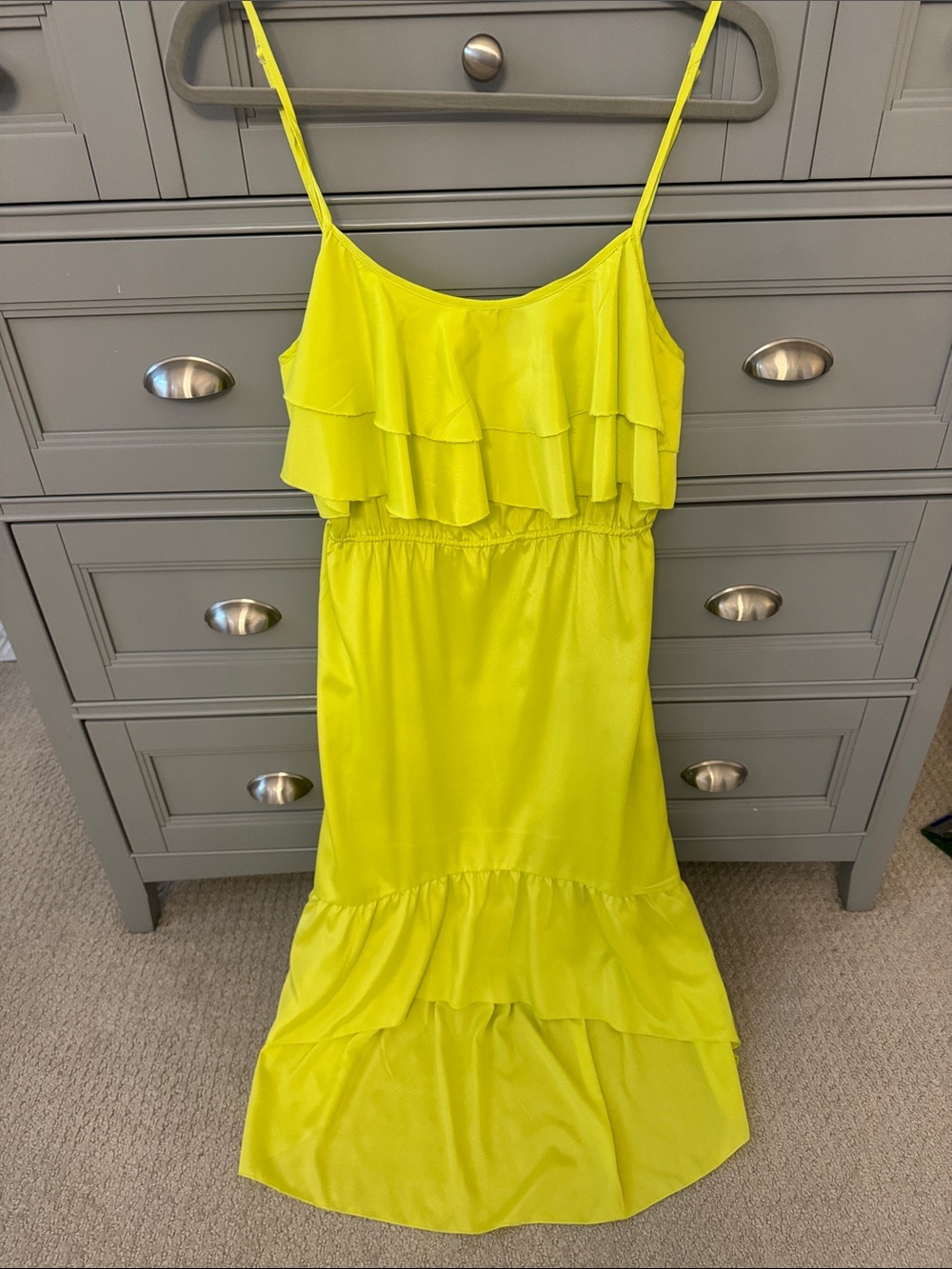 Fun & Flirt Lime Yellow Ruffle Maxi Dress